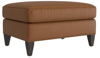 Cameron Leather Ottoman - Saddle Leather, Saddle Flannel - Ballard Designs