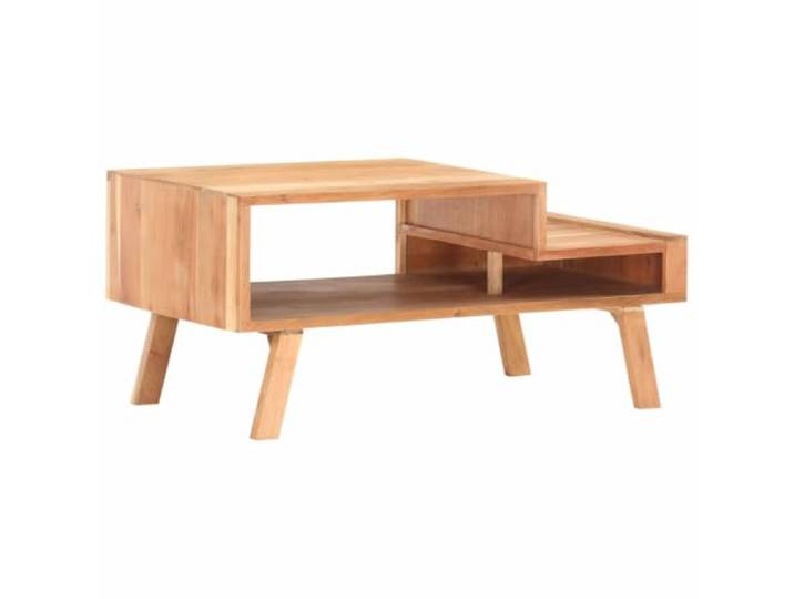 HEFZGDB Massiver Akazienholz Couchtisch 100 x 50 x 45 cm mit Ablagefach für Multimedia-Geräte und Bücher, Handgefertigter Wohnzimmertisch aus Robustem Massivholz, Praktischer