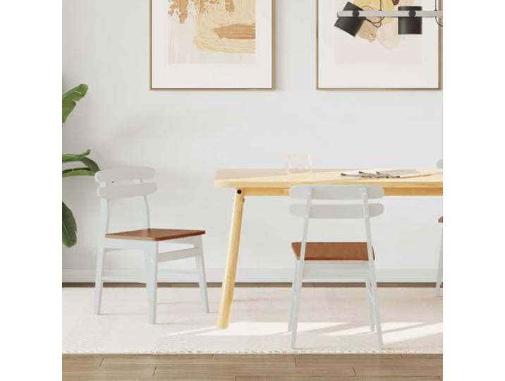 KGHFDVB 2er Set Esszimmerstuhl Massives Gummiholz Weiß und Natur Lackiertes Finish, pflegeleicht, vielseitig nutzbar, komfortables Sitzkissen, stabile Konstruktion