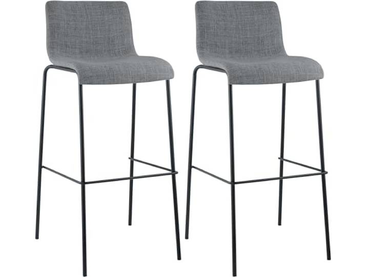 CLP Barhocker 2er Set mit Lehnen Hover, Barstühle stapelbar mit Stoffbezüge, Stapelstühle Metallgestelle bis 150 kg belastbar Farbe hellgrau Gestell Farbe schwarz