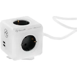 Tellur, Steckdosenleiste, Power Cube Extended, Power strip 4 Outlets + 2xUSB ports, 1.5m cable white (4x, 1.50 m)