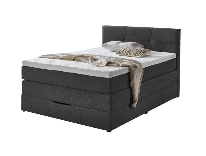 Boxspringbett 140 x 200 cm Bettkasten anthrazit Stoffbezug - KREMS