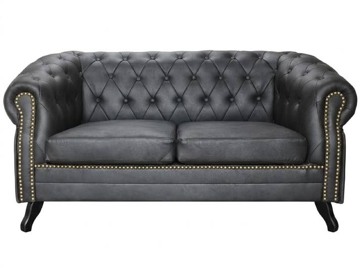 JVmoebel Chesterfield-Sofa Dunkelgraues Chesterfield-Sofa mit gestepptem Leder für das Wohnzimmer, 1 Teile, Made in Europa