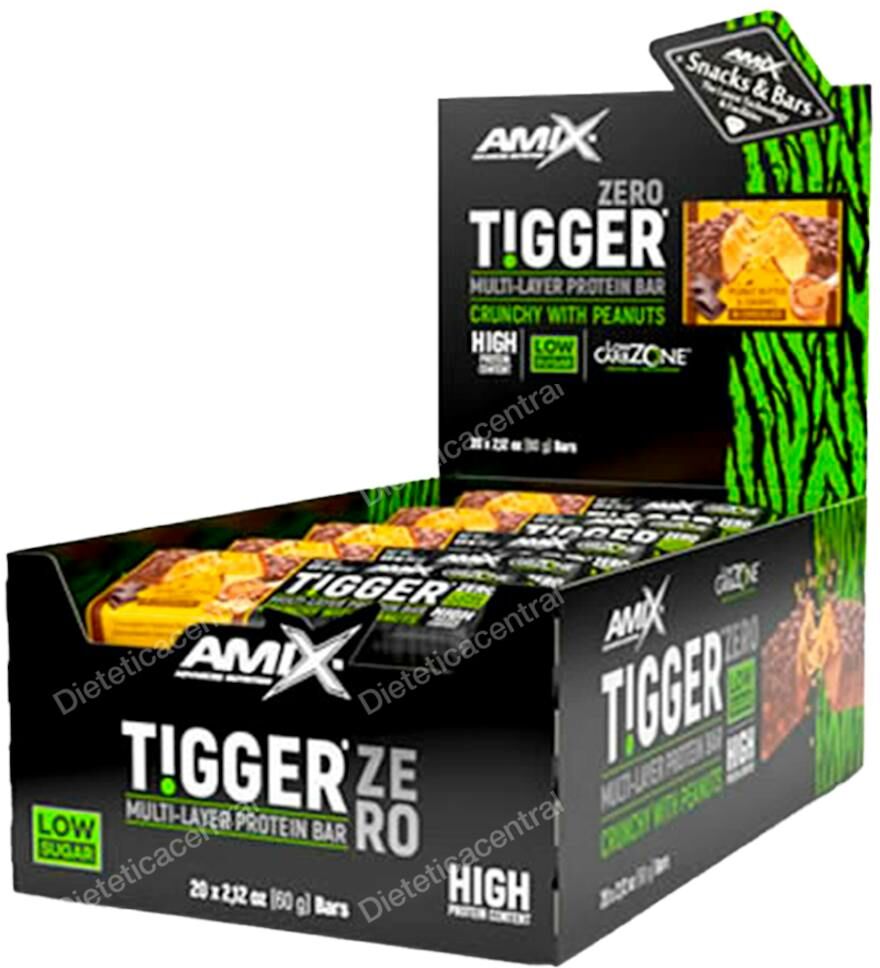 Amix tigger zero protein bar 20x60gr cacahuete-caramelo