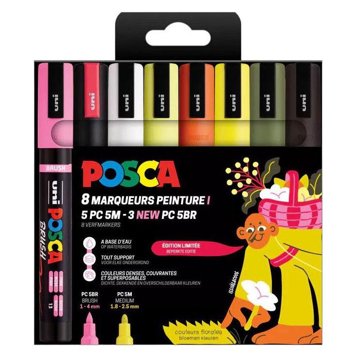 Uni Posca PC5M Marker Set Blumenfarben - 8 Stück. (8x) (70006617)