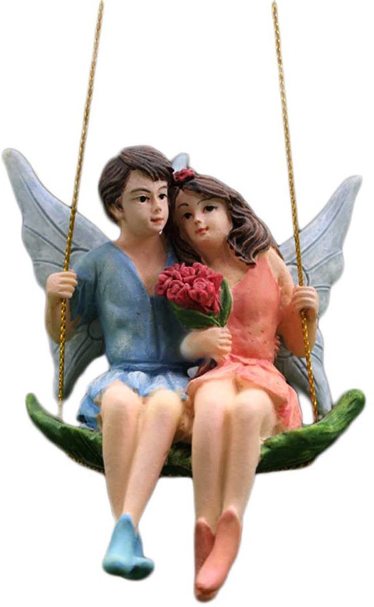 Merkloos Hangende Engel Liefdespaar Miniatuur Tuindecoratie voor Kinderen
