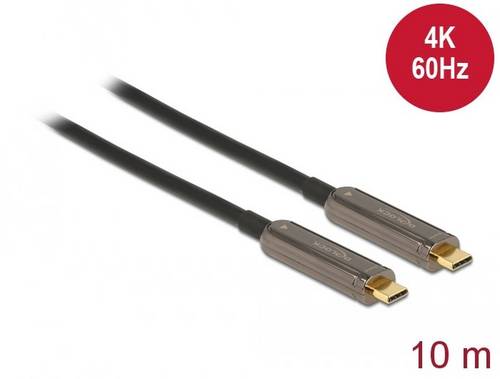 Delock USB Anschlusskabel USB-C Stecker 10m Schwarz 84103 4K UHD, vergoldete Steckkontakte USB-C Kabel