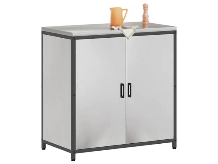 KTHLBRH Hattem Küchenschrank Silber 90 x 50 x 92 cm Stahl 2 Türen, einfache Montage, für den Außenbereich, Regalböden aus Paneelen, moderne Küchenmöbel