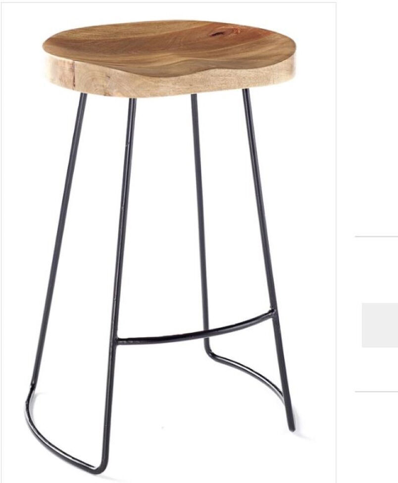 Borough Wharf Atalaya Mango Solid Wood Bar Stool Light Oak 28.0" H x 19.7" W x 14.6" D