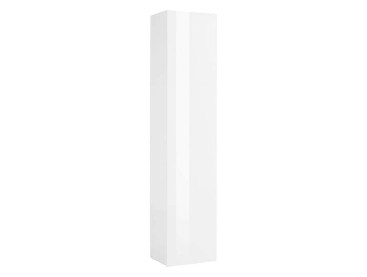 Meuble colonne 1 porte 40 cm effet bois blanc brillant