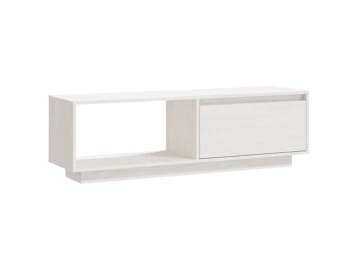 Favemtsl TV-Schrank Kiefer Massivholz Lowboard Weiß 110x30x33,5 cm Offene Fächer schaffen geordneten Platz für Receiver und Zubehör im Wohnzimmer sowie Schlafzimmer auf kompakter Fläche.