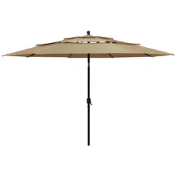 Helloshop26 - 3-stufiger Sonnenschirm mit 3,5 m Aluminiumstange taupe 02_0008772