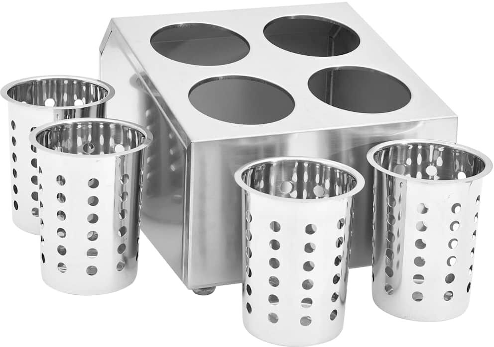 vidaXL Porte-couverts 4 grilles Carré Acier inoxydable
