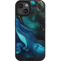 Nivocase Handyhülle für Apple iPhone 15 Hülle NIVOpure Case Schwarz Art Farbverlauf Marmor (Apple iPhone 15), Smartphone Hülle, Schwarz