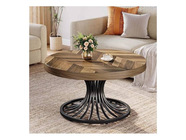 LuxusKollektion Couchtisch Runder Couchtisch Holz Farmhouse Braun (1-St)