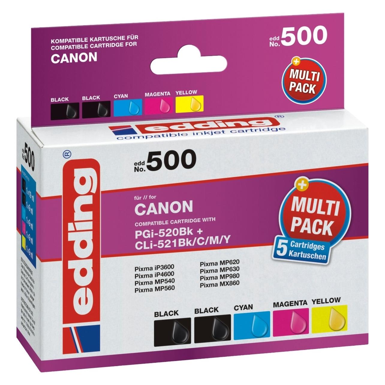 Edding EDD-500 Druckerpatrone (e) Kompatibel (BK, C, M, Y) (18-500)