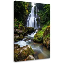 LEINWANDBILD Landschaft Wasserfall Berge Natur 80x120cm