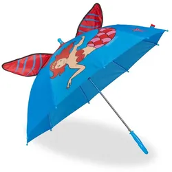 Relaxdays Kinder Regenschirm "Meerjungfrau" Blau,Pink,Rot