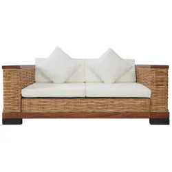 Helloshop26 - 2-Sitzer-Sofa für Wohnzimmer Lounge oder Wohnbereich mit braunen Naturrattankissen 02_0019492
