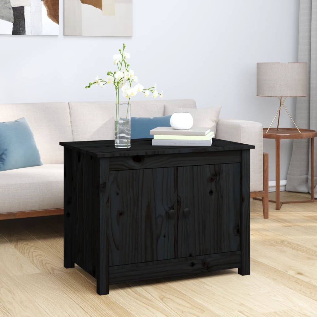 Latitude Run Kittell Solid Wood Four Leg Coffee Table with Storage Black