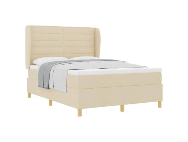 vidaXL Boxspringbett mit Matratze Creme 200 x 160 cm Stoff Große Unterstützung mit druckentlastendem Schaumstoff, atmungsaktiver Stoff für eine lange Lebensdauer