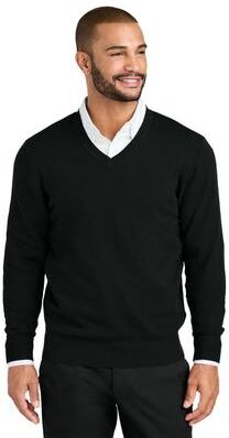 Port Authority SW2850 Easy Care V-Neck Sweater in Deep Black size Small   Triblend