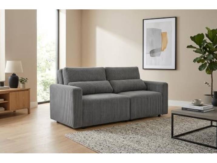 2-Sitzer-Sofa, ausklappbar, Stauraum, khakigrün, Cord, Komo Family