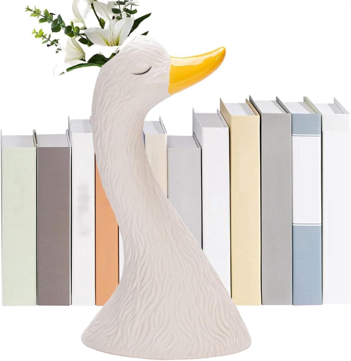 Zwaan Keramische Vaas - Geel - Elegant Bloemenpot voor Huisdecoratie