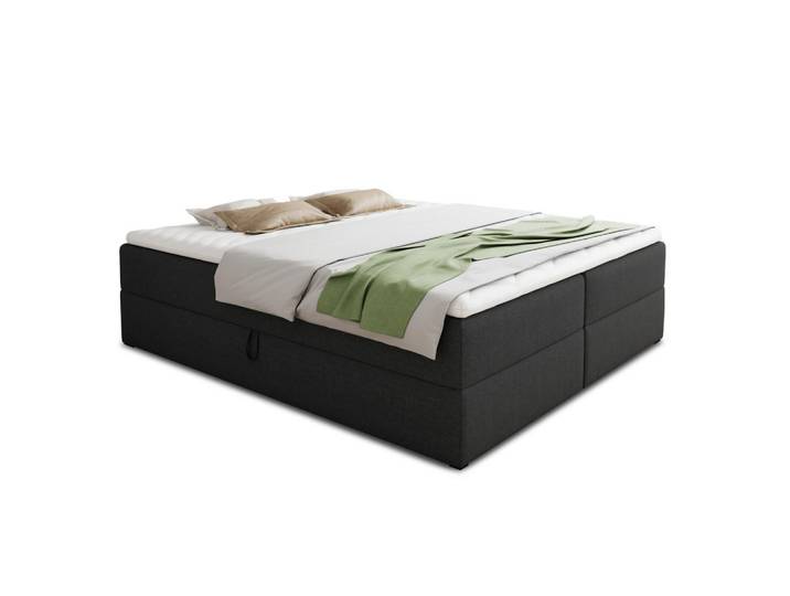 Sofnet Boxbett Base - 160x200 - schwarz (Inari 100, Webstoff), Schwarz, H3, Rechteckig, 160x200 cm, Schlafzimmer, Betten, Boxspringbetten