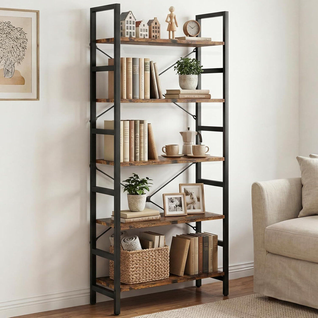 17 Stories 158 cm H x 60 cm W Etagere Bookcase Black 158cm H X 60cm W X 33.6cm D