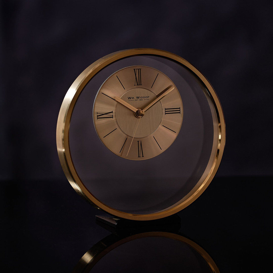 Astoria Grand Ovid Metal Mantel Clock Gold 20.5cm H X 20cm W X 6cm D