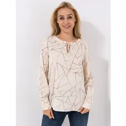 VIA MILANO Bluse, 1/1-Arm V-Ausschnitt Bindebänder figurumspielend