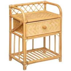 Atmosphera Aoni - Nachttisch 45x30x60cm aus Rattan in Beige