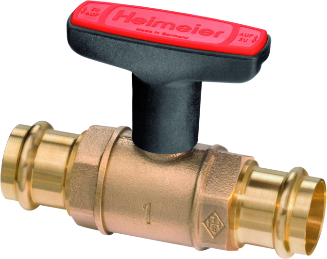 Heimeier Globo Heizungs-Kugelhahn 0602-22.000 DN 20, 22 x 22 mm, Viega Pressanschluss, Rotguss