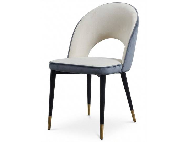 Xlmoebel Esszimmerstuhl Eleganter Esszimmerstuhl Grau Weiß Samt Goldkappen Beine Sitzkomfort