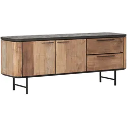 TV Board Soho aus recyceltem Teakholz, modernes Design, naturfarben, 150 cm breit, Metallgestell