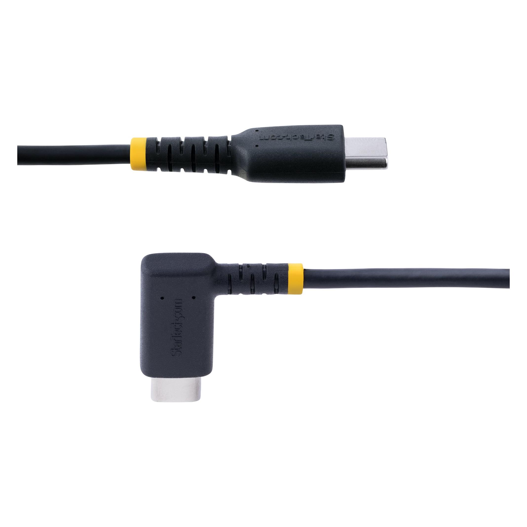 StarTech com 1ft (30cm) USB C Charging Cable Right Angle - 60W PD 3A - Heavy Duty Fast Charge USB-C (0.30 m, USB 2.0, 60 W) (R2CCR-30C-USB-CABLE)