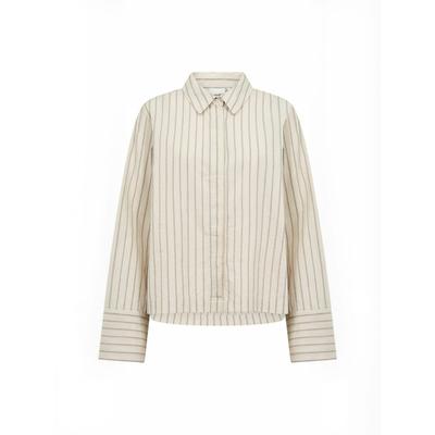 Hemdbluse WASABI CONCEPT "Wasabi Concept Shirt WA-JOSEPHINA", Damen, Gr. 38, beige (1500c sand combi), Obermaterial: 100% Baumwolle, Blusen Hemdbluse