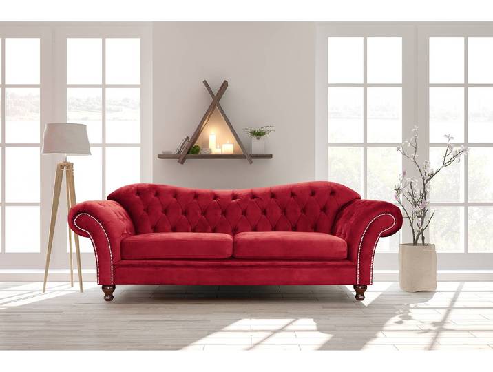 home24 XXL-bank Iriona rood/rood microvezel 230 x 84 x 90cm glamour