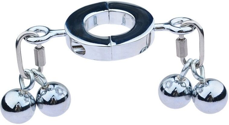 MenSteel Ballstretcher en métal avec 4 Boules Big Testicle S 32mm - Hauteur 12mm - Poids 450g Argenté