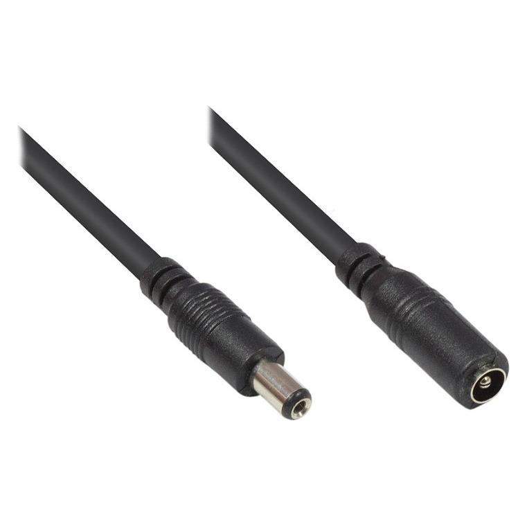 Varia Niedervolt-Verlängerungskabel, 5,5mm x 2,1mm Stecker an Kupplung, schwarz, 3m (3 m) (AS3-NV5521)
