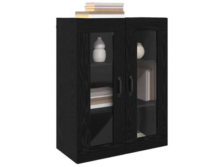KTHLBRH Wandschrank Eiche Schwarz 69,5 x 34 x 90 cm Technisches Holz, 2 Türen, großer Stauraum, platzsparendes Design, schnelle Montage