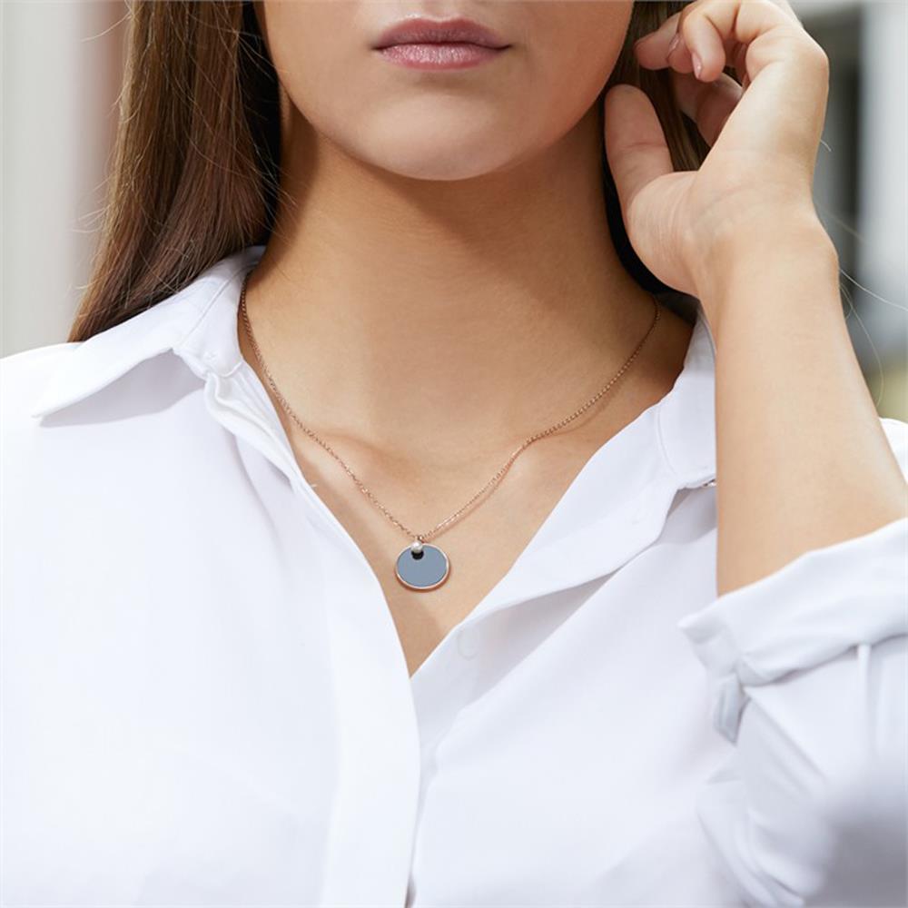 Unique Rosévergoldete Edelstahlkette mit Perle schwarz