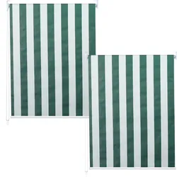 2er-Set Rollo MCW-D52, Fensterrollo Seitenzugrollo Jalousie, 120x230cm Sonnenschutz blickdicht ~ grün/weiß