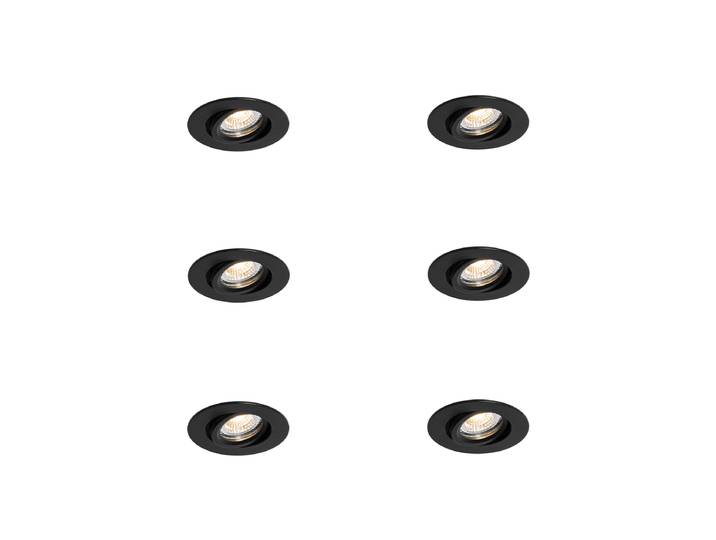 Lot de 6 spots encastrés orientables noirs 6,5 cm avec LED IP54