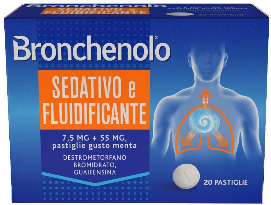 PERRIGO ITALIA Srl Bronchenolo, Sedativo e Fluidificante, 20 Pastiglie