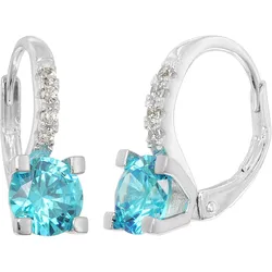 trendor 21354-03 Damen-Ohrringe 925 Silber Creolen Zirkonia Swiss Blau