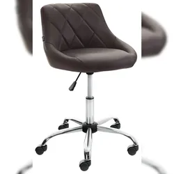 DELUKE Arbeitshocker AARHUS 47x49x71cm, Kunstleder, Braun Arbeitsstuhl Drehhocker Rollhocker Bürohocker