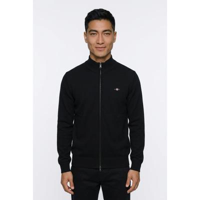 Cardigan GANT "CASUAL COTTON ZIP CARDIGAN", Herren, Gr. 3XL, schwarz, Strick, Obermaterial: 100% Baumwolle, unifarben, regular fit, Rundhals, angeschnitten,eingesetzt,Ärmel ohne Ärmelschlitz Rippbündchen, Strickjacken, Mit Rippbündchen an...