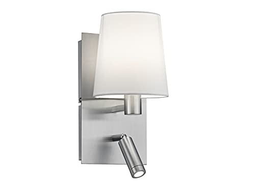 Trio Leuchten Marriot wandlamp voor slaapkamer en keuken, metaal en textiel, grijs en wit